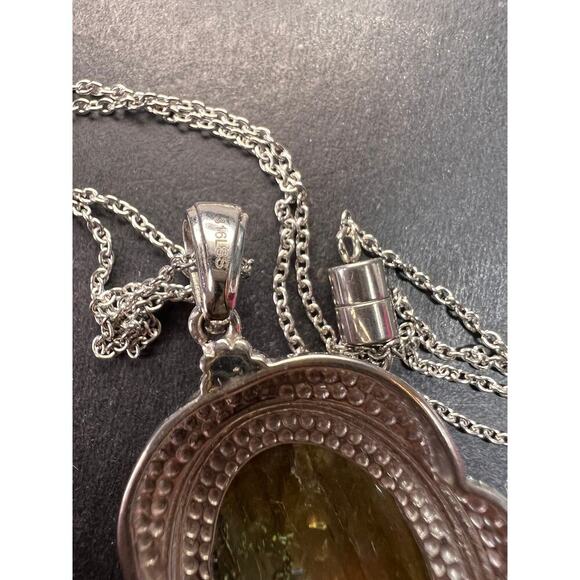 NEW Flashy fire labradorite pendant and chain in stainless steel 20inch - Picture 5 of 16